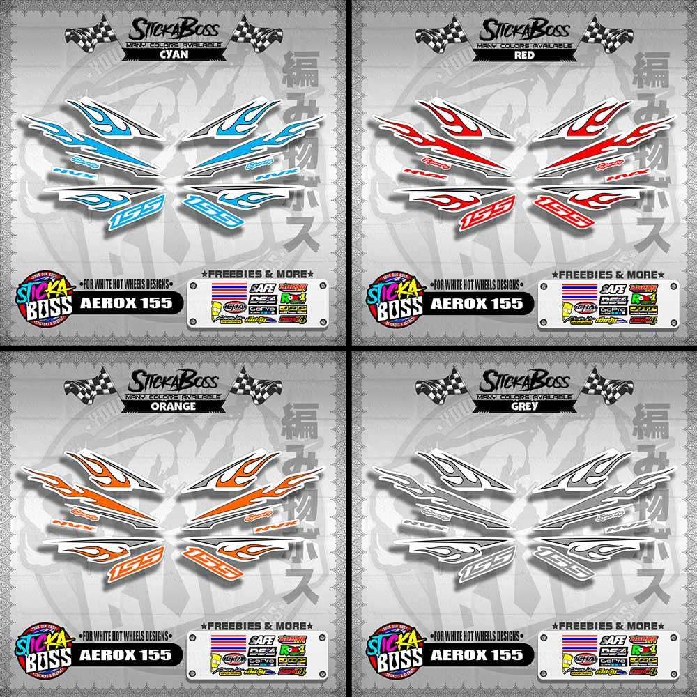 AEROX 155 DECALS ( FOR WHITE HOT WHEELS DESIGNS )【WITH FREEBIES】