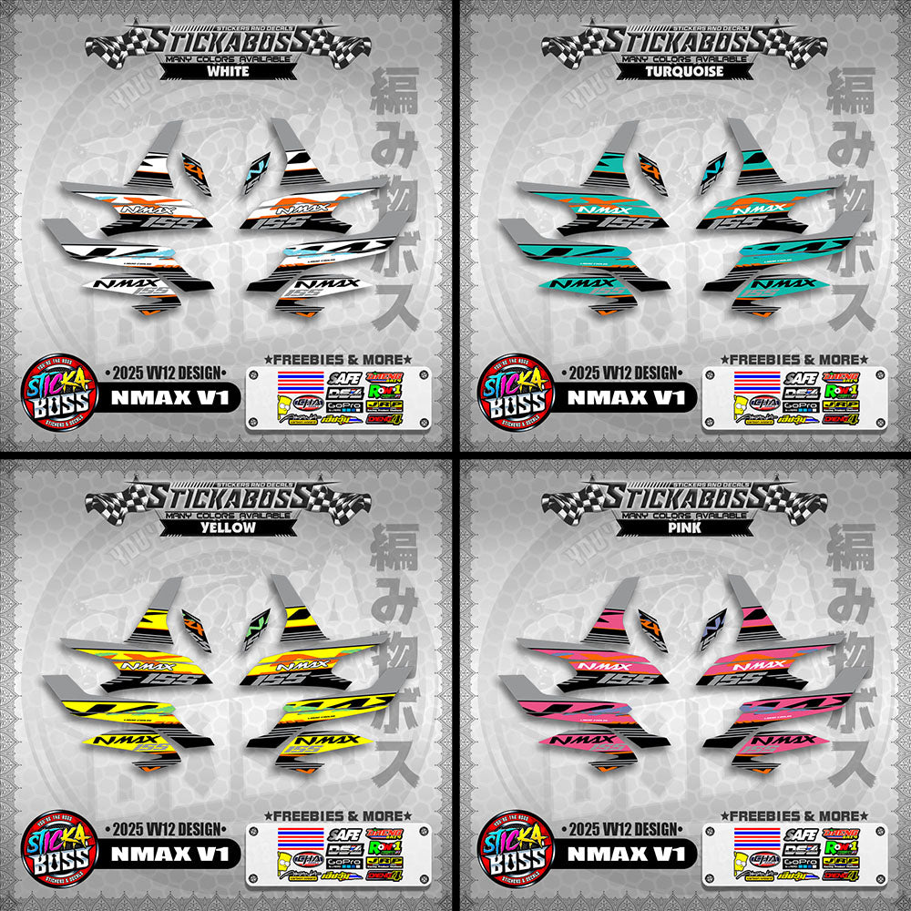 NMAX V1 MALAYSIAN STICKER DECALS ( 2025 VV12 DESIGN )【WITH FREEBIES】