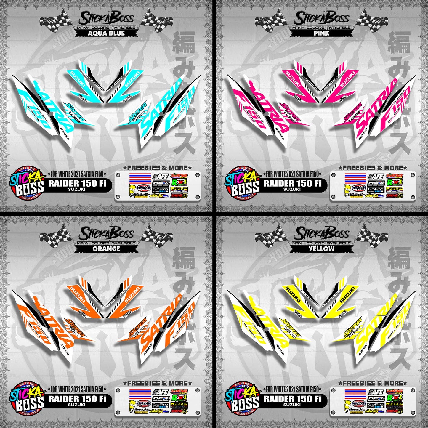 RAIDER 150 Fi DECALS ( FOR WHITE 2021 SATRIA F150 )【WITH FREEBIES】