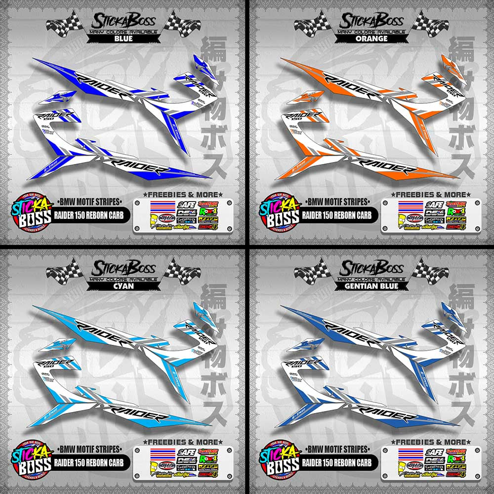 RAIDER 150 REBORN CARB DECALS ( BMW MOTIF STRIPES )【WITH FREEBIES】