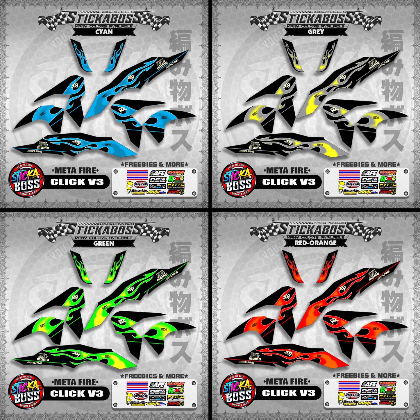 CLICK V3 STICKER DECALS ( META FIRE )【WITH FREEBIES】