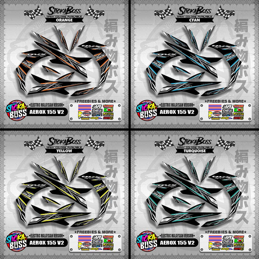 AEROX 155 V2 DECALS ( ELECTRIC MALAYSIAN VERSION )【WITH FREEBIES】