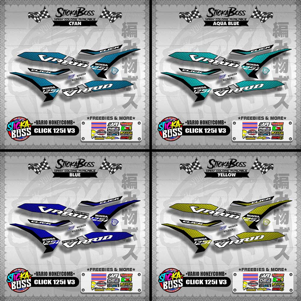 CLICK 125i V3 DECALS ( VARIO HONEYCOMB )【WITH FREEBIES】
