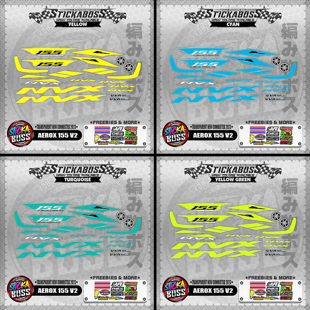 【PREMIUM UV PRINT】TRANSPARENT AEROX 155 V2 DECALS ( NEW CONNECTED 2023 )【WITH FREEBIES】