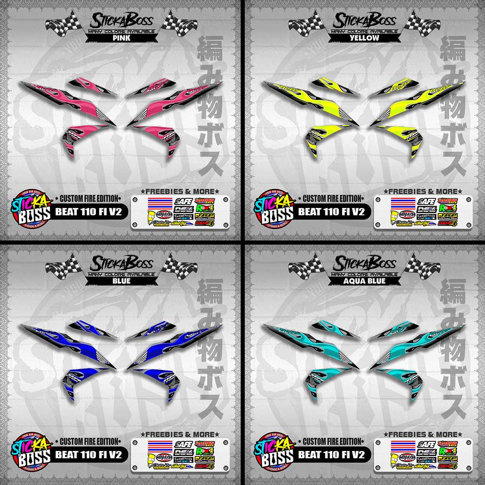 BEAT 110 FI V2 DECALS ( CUSTOM FIRE EDITION )【WITH FREEBIES】