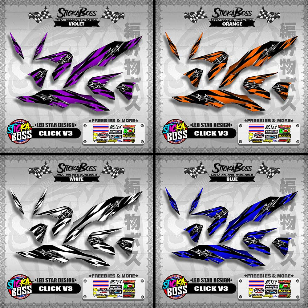 CLICK V3 DECALS ( LED STAR DESIGN )【WITH FREEBIES】