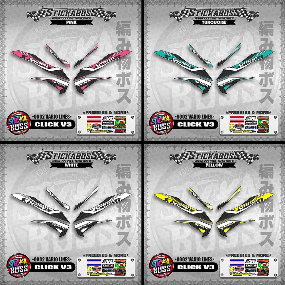 CLICK V3 STICKER DECALS ( 0002 VARIO LINES )【WITH FREEBIES】