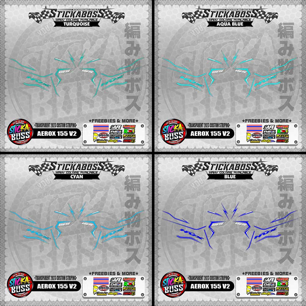 【PREMIUM UV PRINT】TRANSPARENT AEROX 155 V2 STICKER DECALS ( 2023 CUSTOM STRIPING )【WITH FREEBIES】