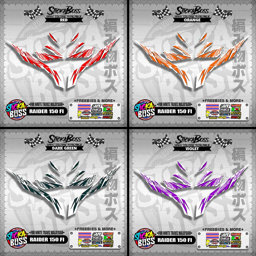 RAIDER 150 FI DECALS ( FOR WHITE TRAVIZ MALAYSIAN )【WITH FREEBIES】