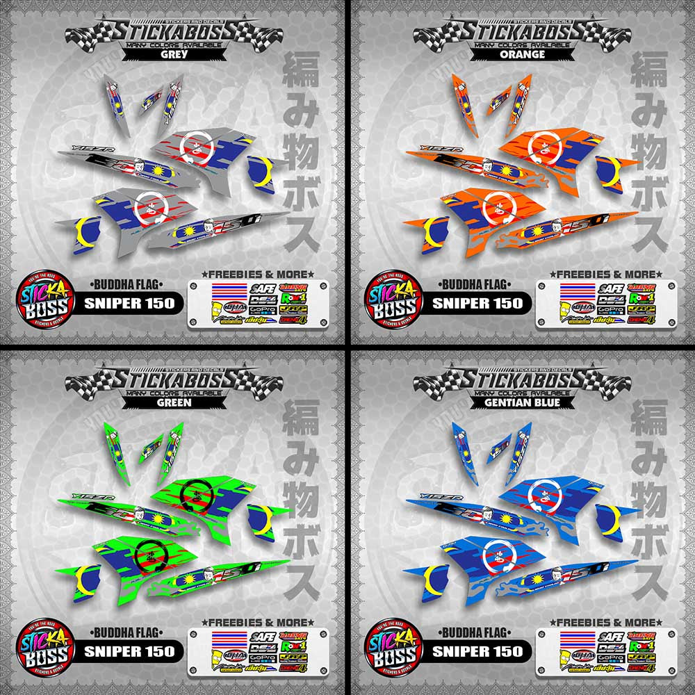 SNIPER 150 MALAYSIAN STICKER DECALS ( BUDDHA FLAG )【WITH FREEBIES】