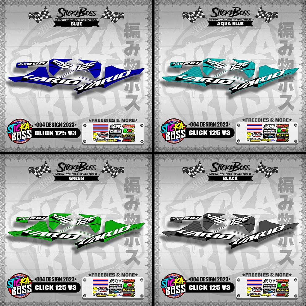 CLICK 125 V3 STOCK DECALS ( 004 DESIGN 2023 ) VARIO【WITH FREEBIES】