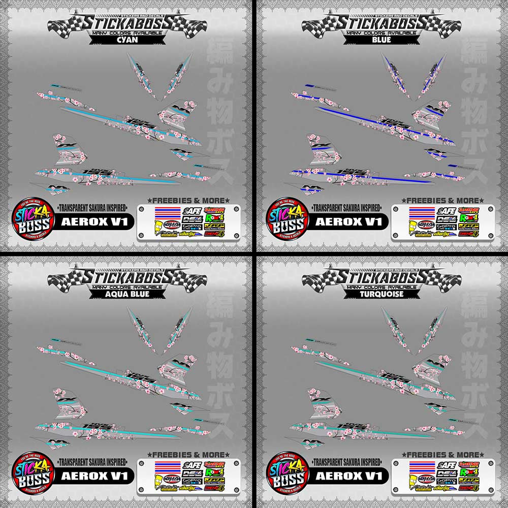 【PREMIUM UV PRINT】TRANSPARENT AEROX 155 V1 ( SAKURA INSPIRED )【WITH FREEBIES】
