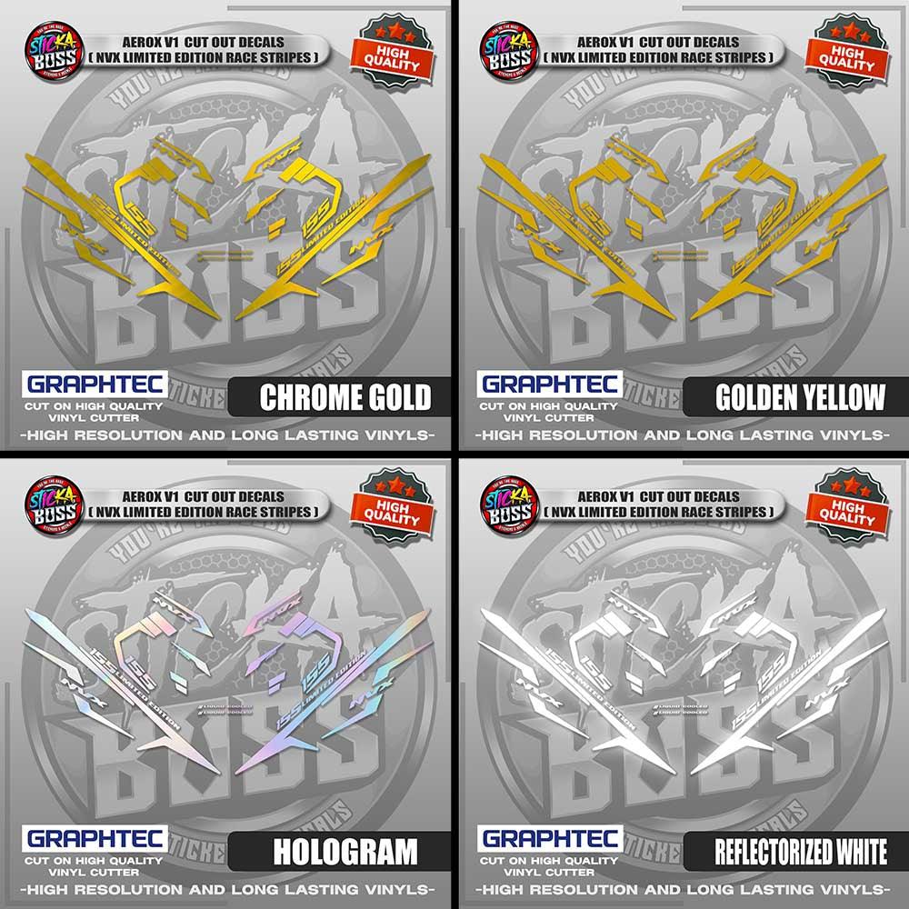 AEROX V1 CUT OUT DECALS ( NVX LIMITED EDITION RACE STRIPES ) | VINYL WATERPROOF CUT-OUT DECALS