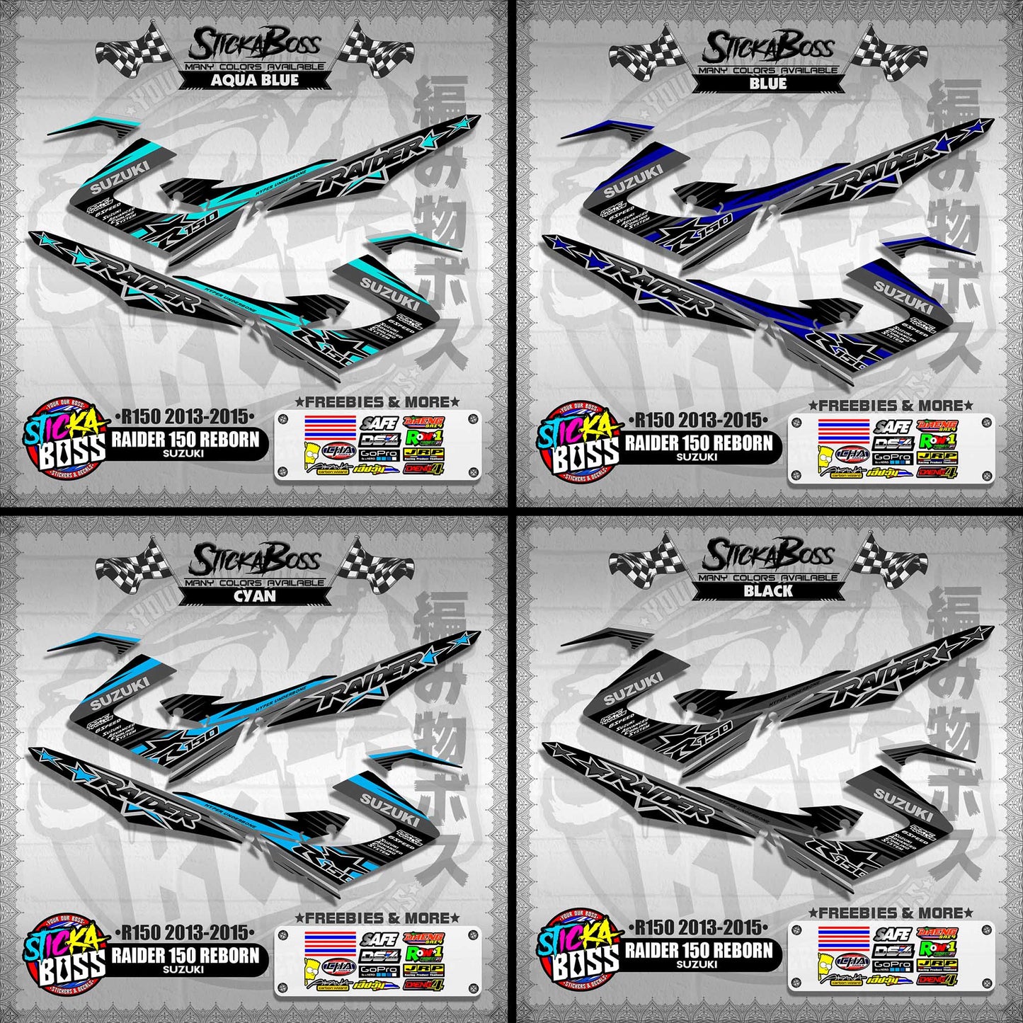 RAIDER 150 REBORN STOCK DECALS ( R150 2013 - 2015 )【WITH FREEBIES】