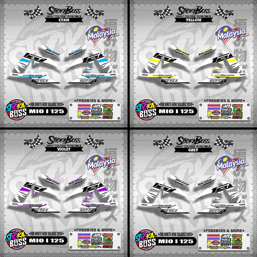 MIO I 125 MALAYSIAN DECALS ( FOR WHITE NEW SOLARIZ 2024 )【WITH FREEBIES】