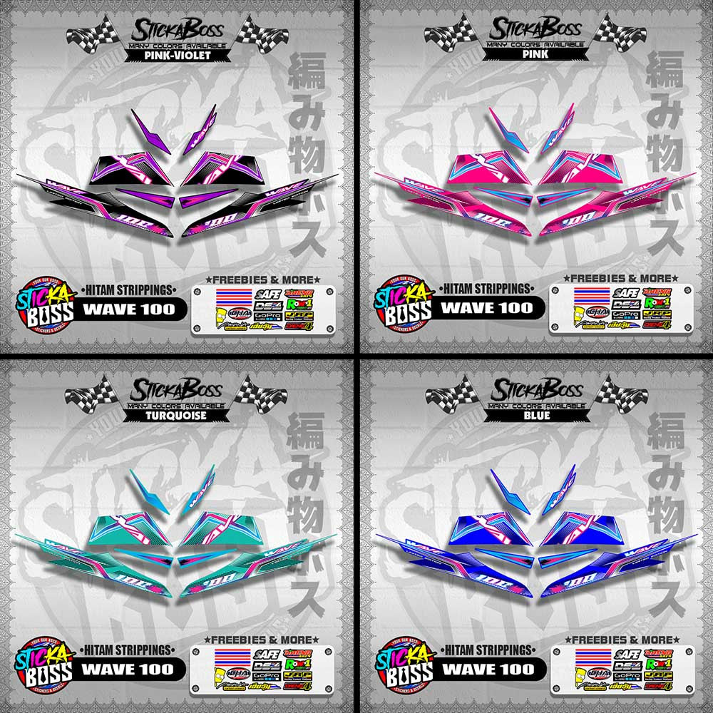 WAVE 100 MALAYSIAN DECALS ( HITAM STRIPPINGS )【WITH FREEBIES】