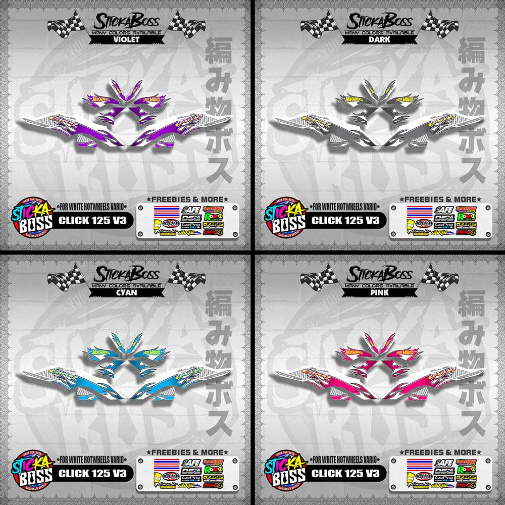 CLICK 125 V3 DECALS ( FOR WHITE HOTWHEELS VARIO )【WITH FREEBIES】