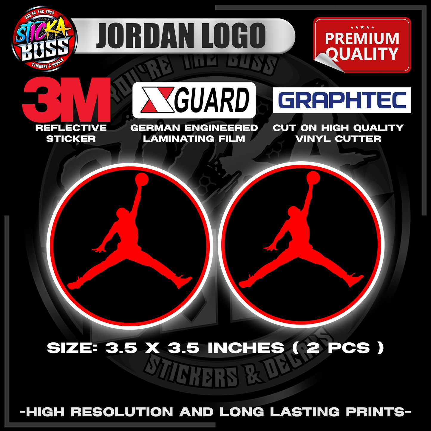 JORDAN LOGO | 3M REFLECTIVE STICKER | PREMIUM LAMINATED【PREMIUM QUALITY】