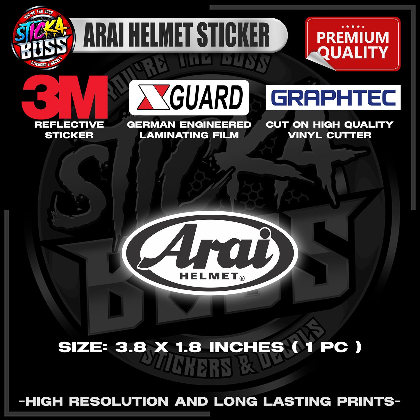 ARAI HELMET STICKER | 3M REFLECTIVE STICKER | PREMIUM LAMINATED【PREMIUM QUALITY】