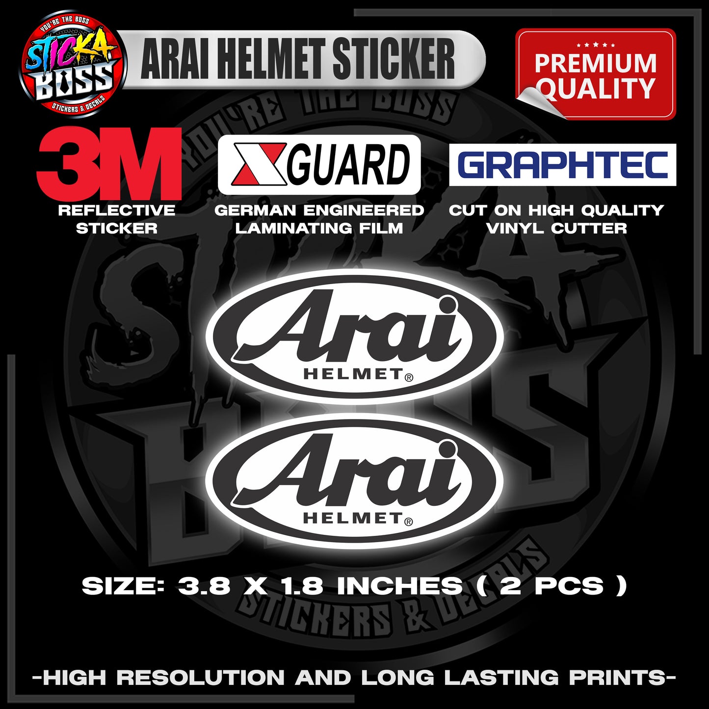 ARAI HELMET STICKER | 3M REFLECTIVE STICKER | PREMIUM LAMINATED【PREMIUM QUALITY】