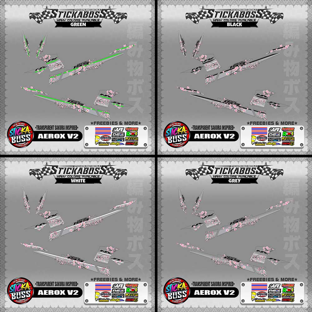 【PREMIUM UV PRINT】TRANSPARENT AEROX 155 V2 ( SAKURA INSPIRED )【WITH FREEBIES】
