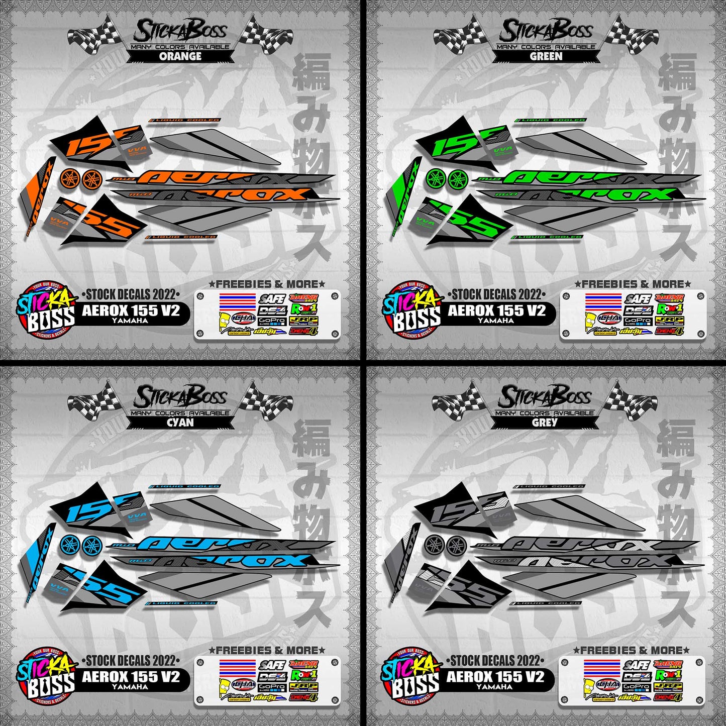 AEROX 155 V2 ( STOCK DECALS 2022 )【WITH FREEBIES】