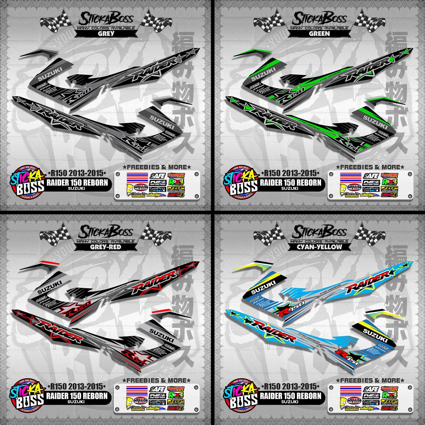 RAIDER 150 REBORN STOCK DECALS ( R150 2013 - 2015 )【WITH FREEBIES】