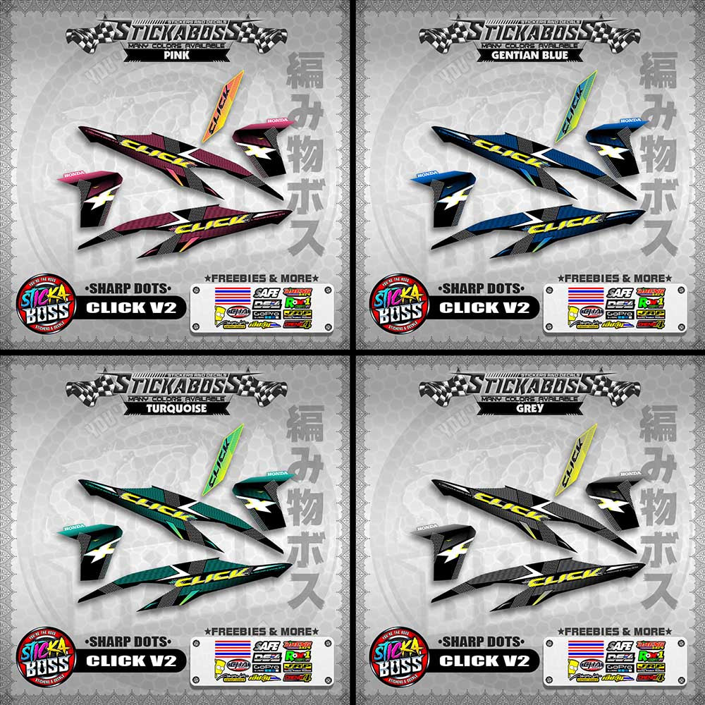 CLICK V2 STICKER DECALS ( SHARP DOTS )【WITH FREEBIES】