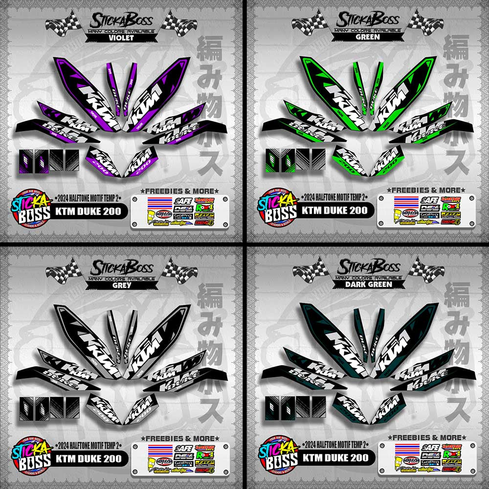 KTM DUKE 200 STICKER DECALS ( 2024 HALFTONE MOTIF TEMP 2 )【WITH FREEBIES】