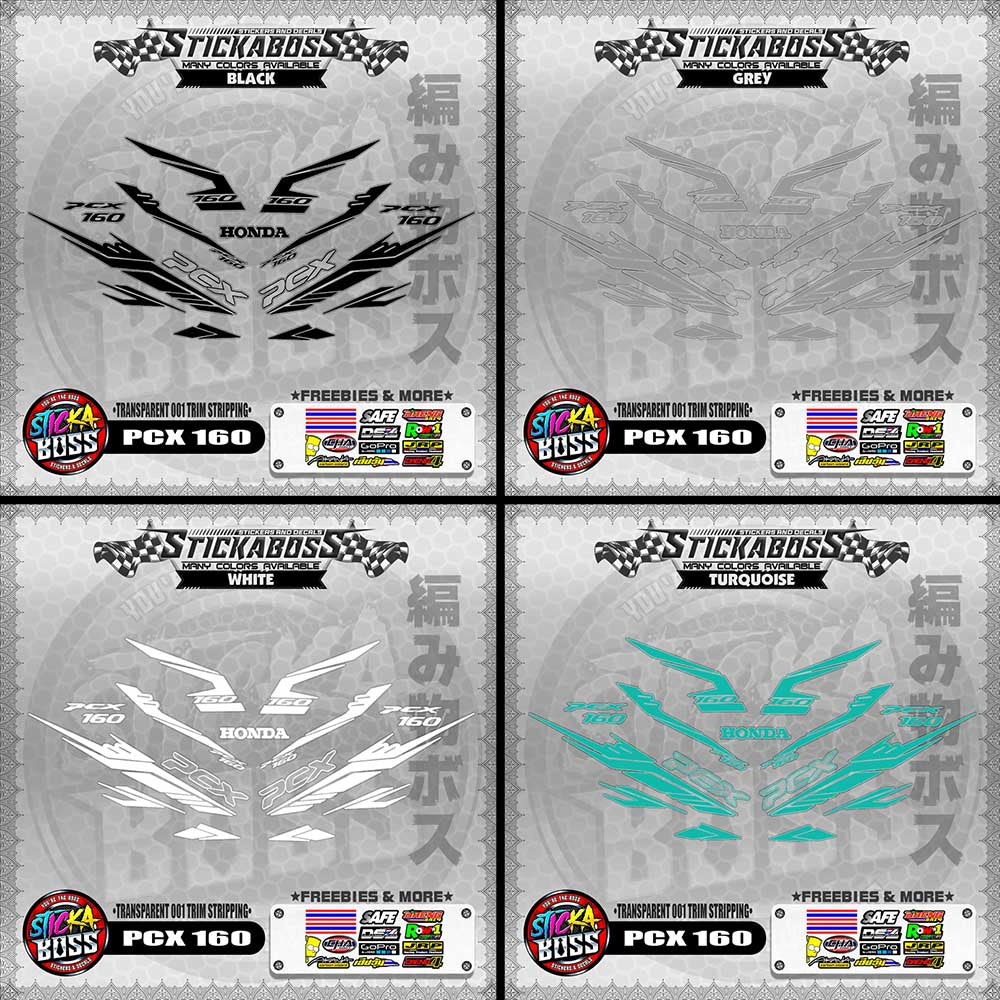 【PREMIUM UV PRINT】TRANSPARENT PCX 160 STICKER DECALS ( 001 TRIM STRIPPING )【WITH FREEBIES】