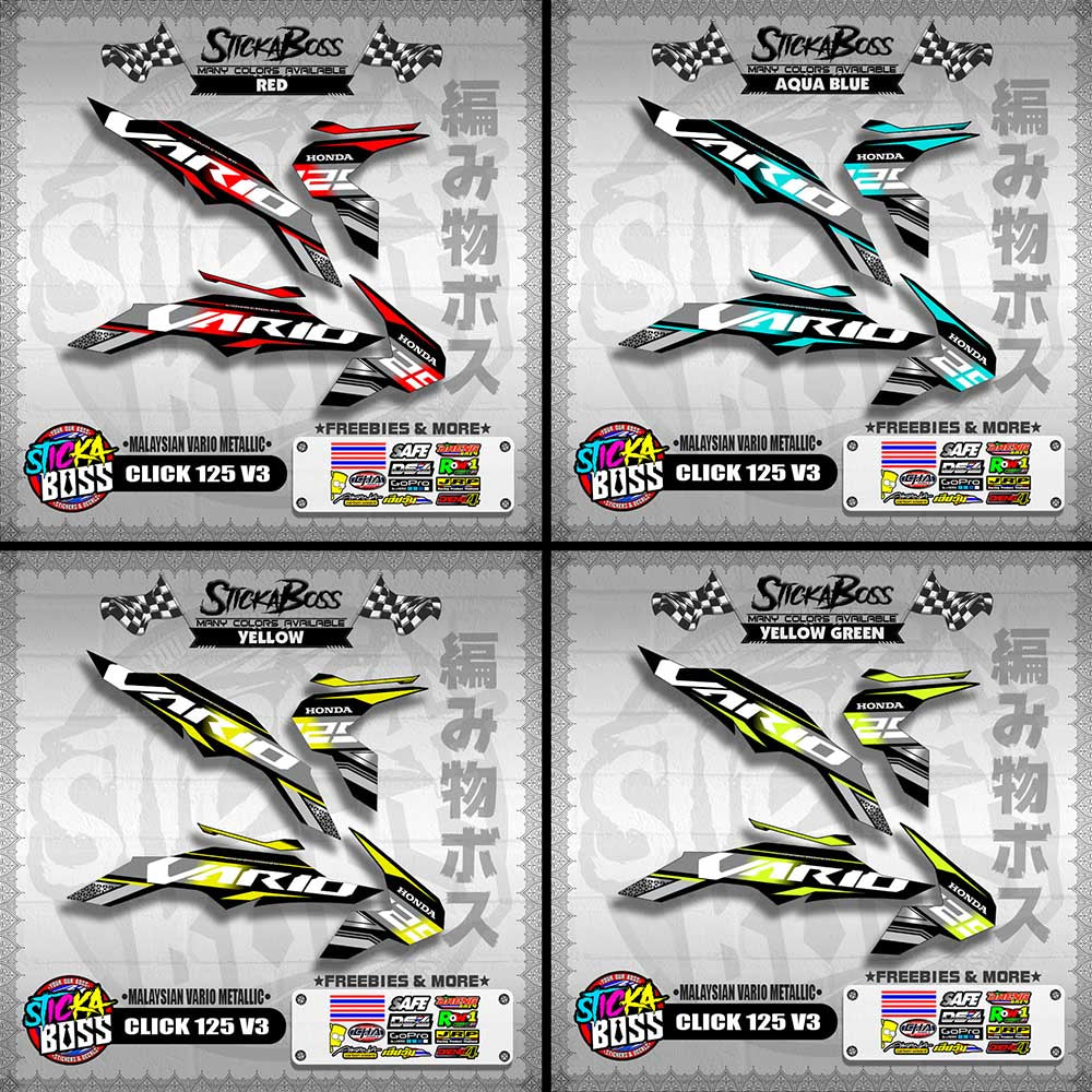 CLICK 125 V3 DECALS ( MALAYSIAN VARIO METALLIC )【WITH FREEBIES】