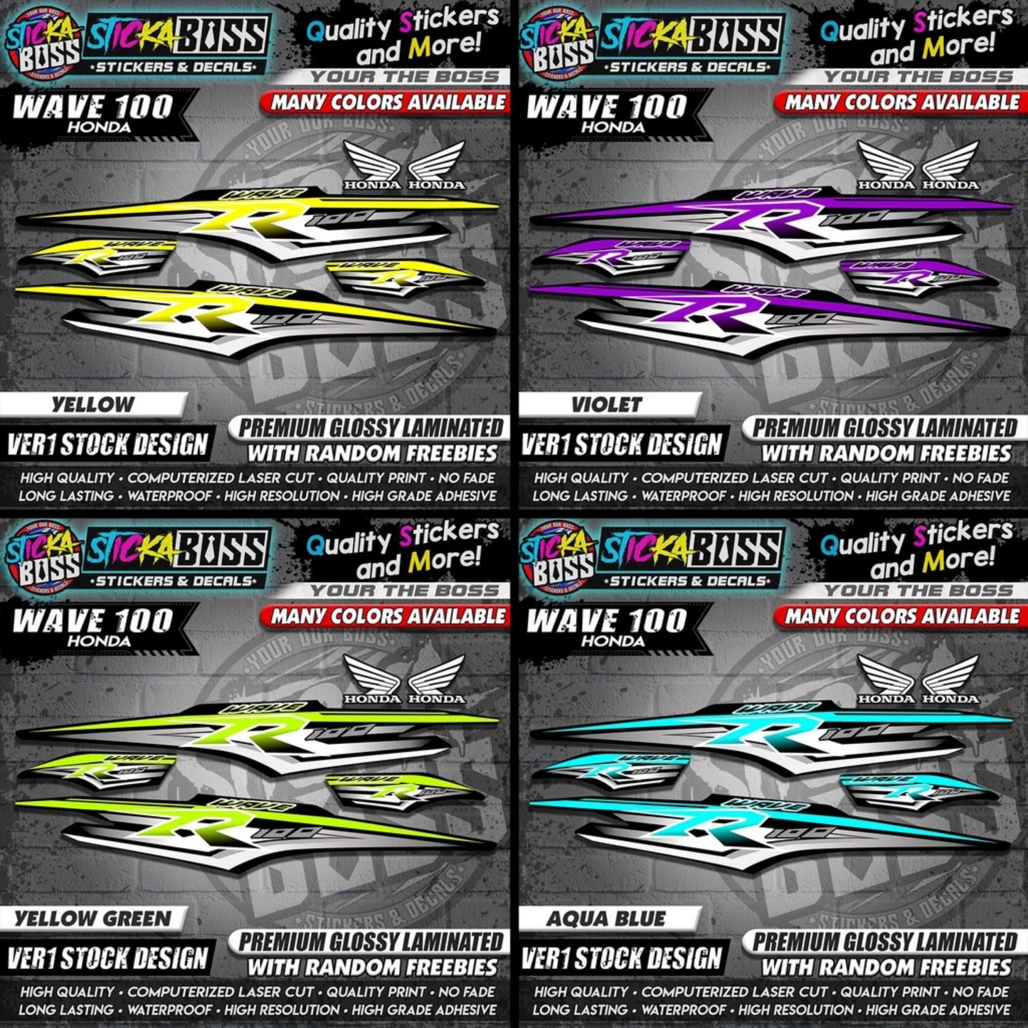 HONDA WAVE 100 R DECALS (Ver1 Stock Design)【WITH FREEBIES】