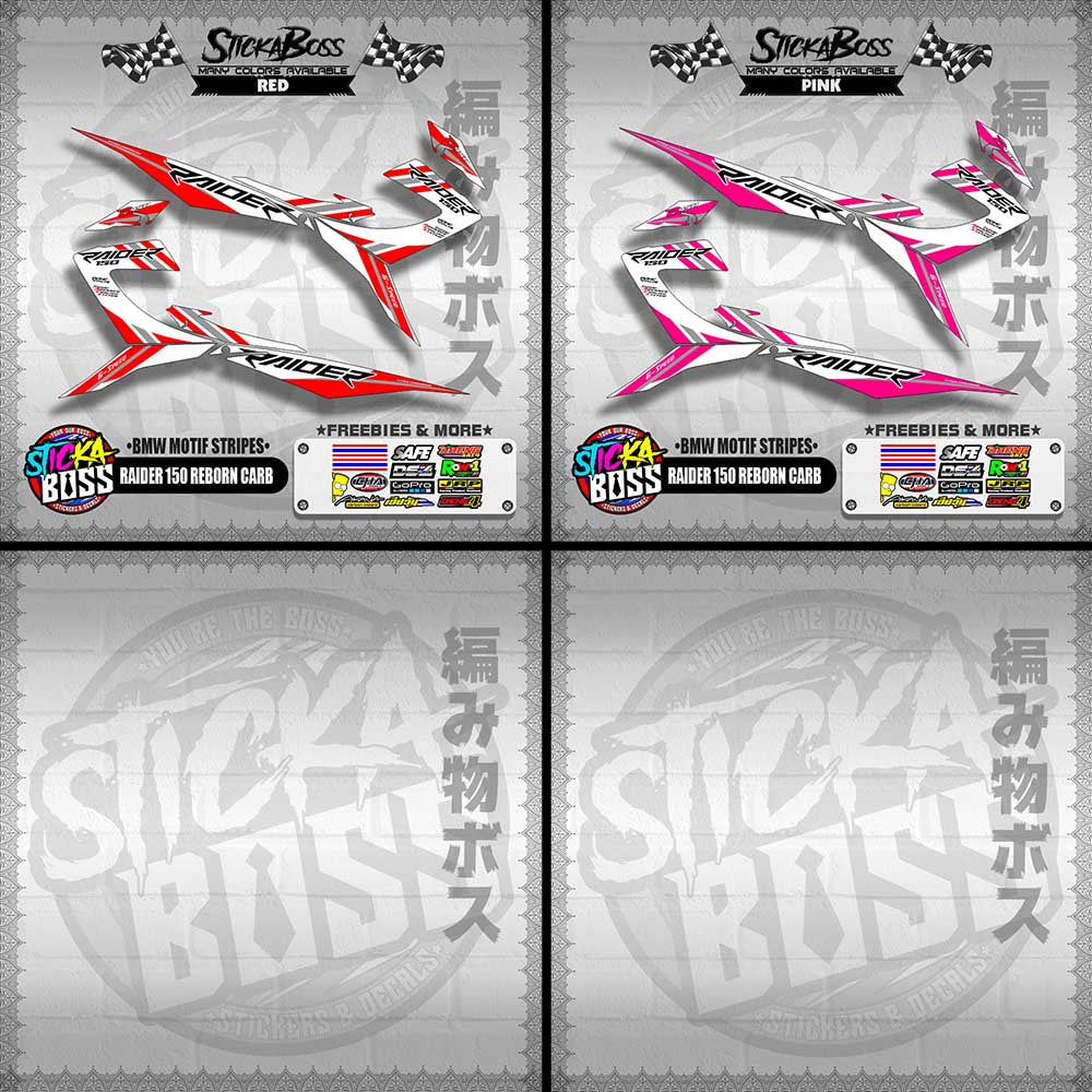 RAIDER 150 REBORN CARB DECALS ( BMW MOTIF STRIPES )【WITH FREEBIES】