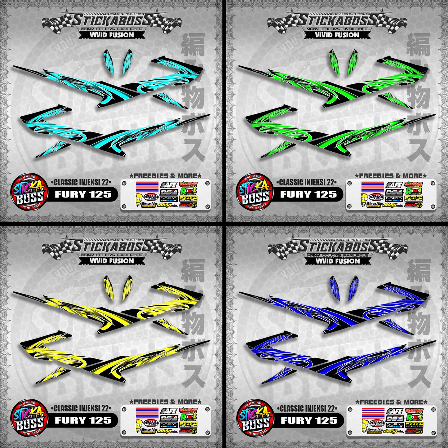 FURY 125 STICKER DECALS ( CLASSIC INJEKSI 22 )【WITH FREEBIES】