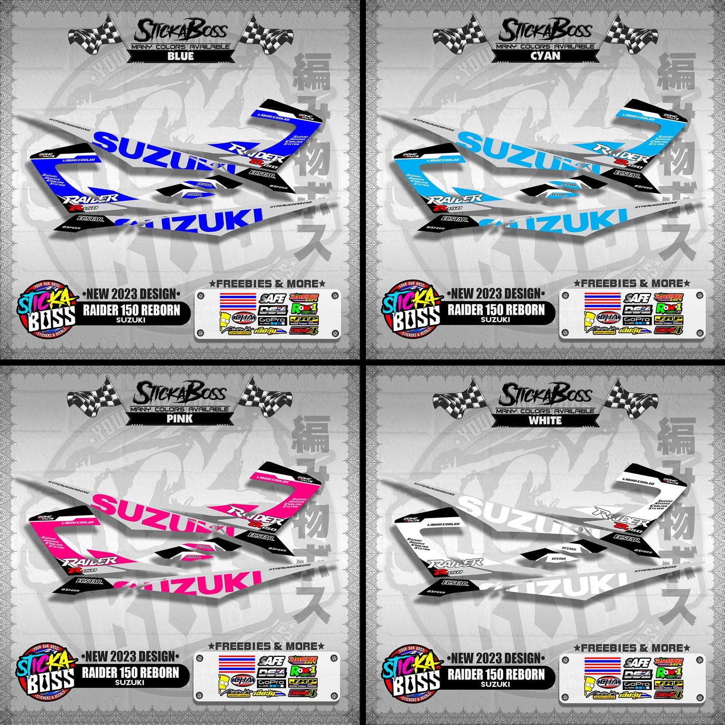 RAIDER 150 REBORN STOCK DECALS ( NEW 2023 DESIGN )【WITH FREEBIES】