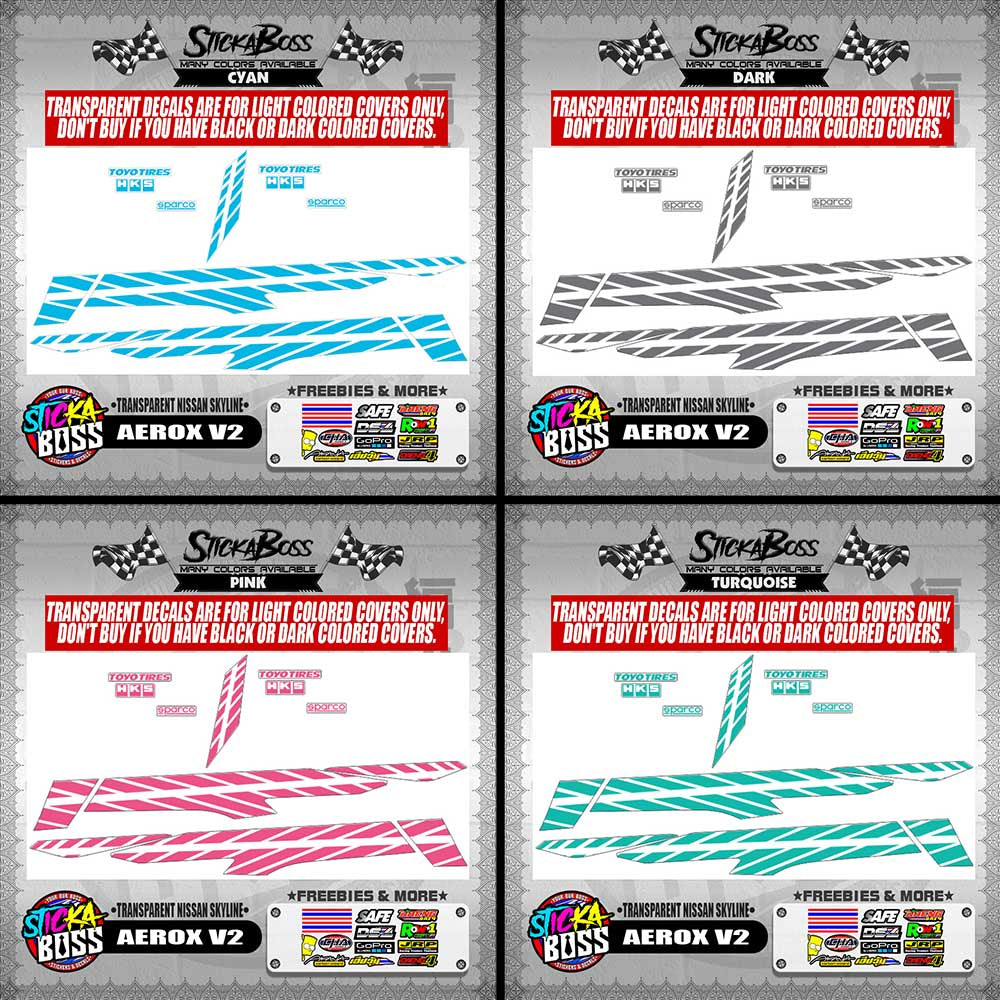 AEROX V2 DECALS ( TRANSPARENT NISSAN SKYLINE )【WITH FREEBIES】
