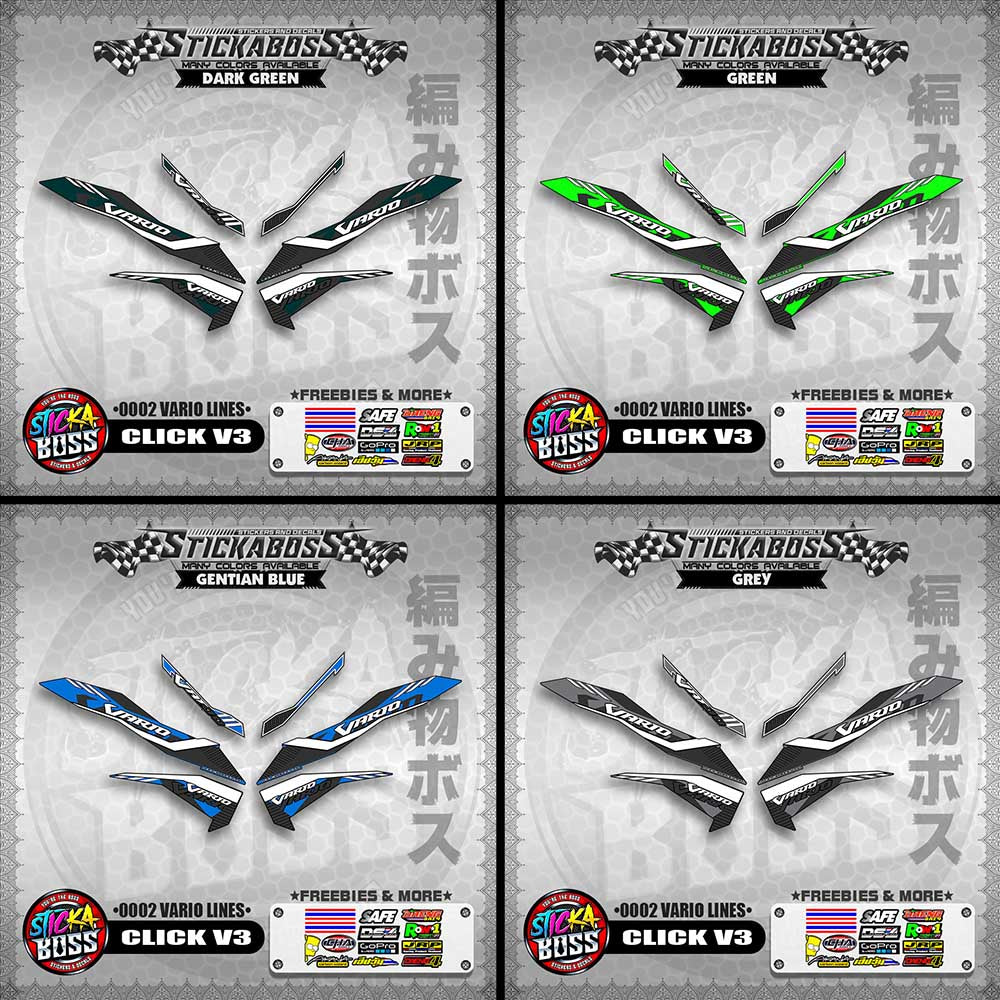 CLICK V3 STICKER DECALS ( 0002 VARIO LINES )【WITH FREEBIES】