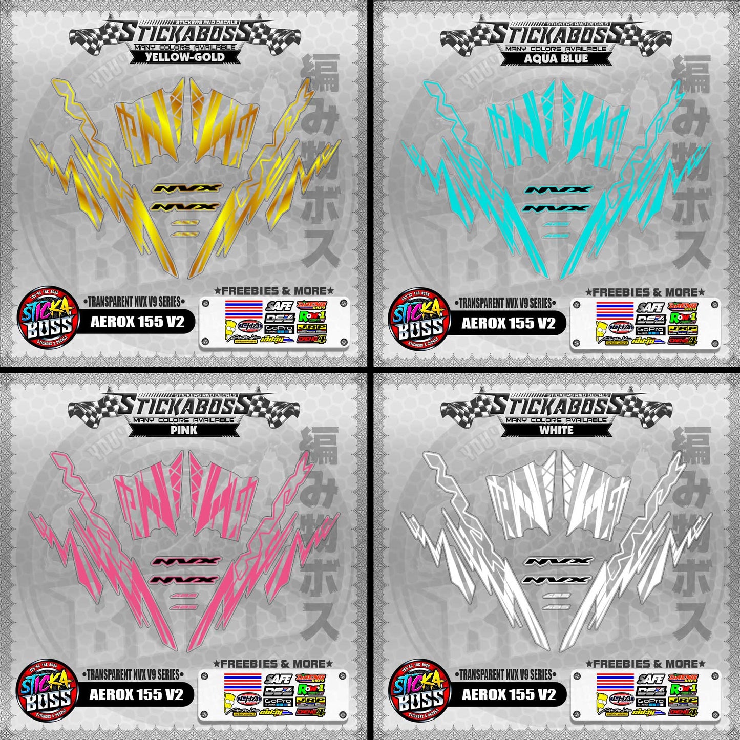 【PREMIUM UV PRINT】TRANSPARENT AEROX 155 V2 DECALS ( NVX V9 SERIES )【WITH FREEBIES】