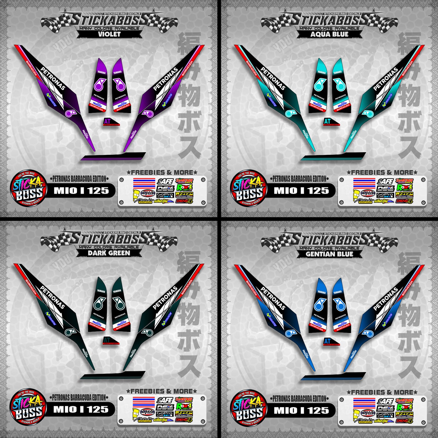 MIO I 125 STICKER DECALS ( PETRONAS BARRACUDA EDITION )【WITH FREEBIES】