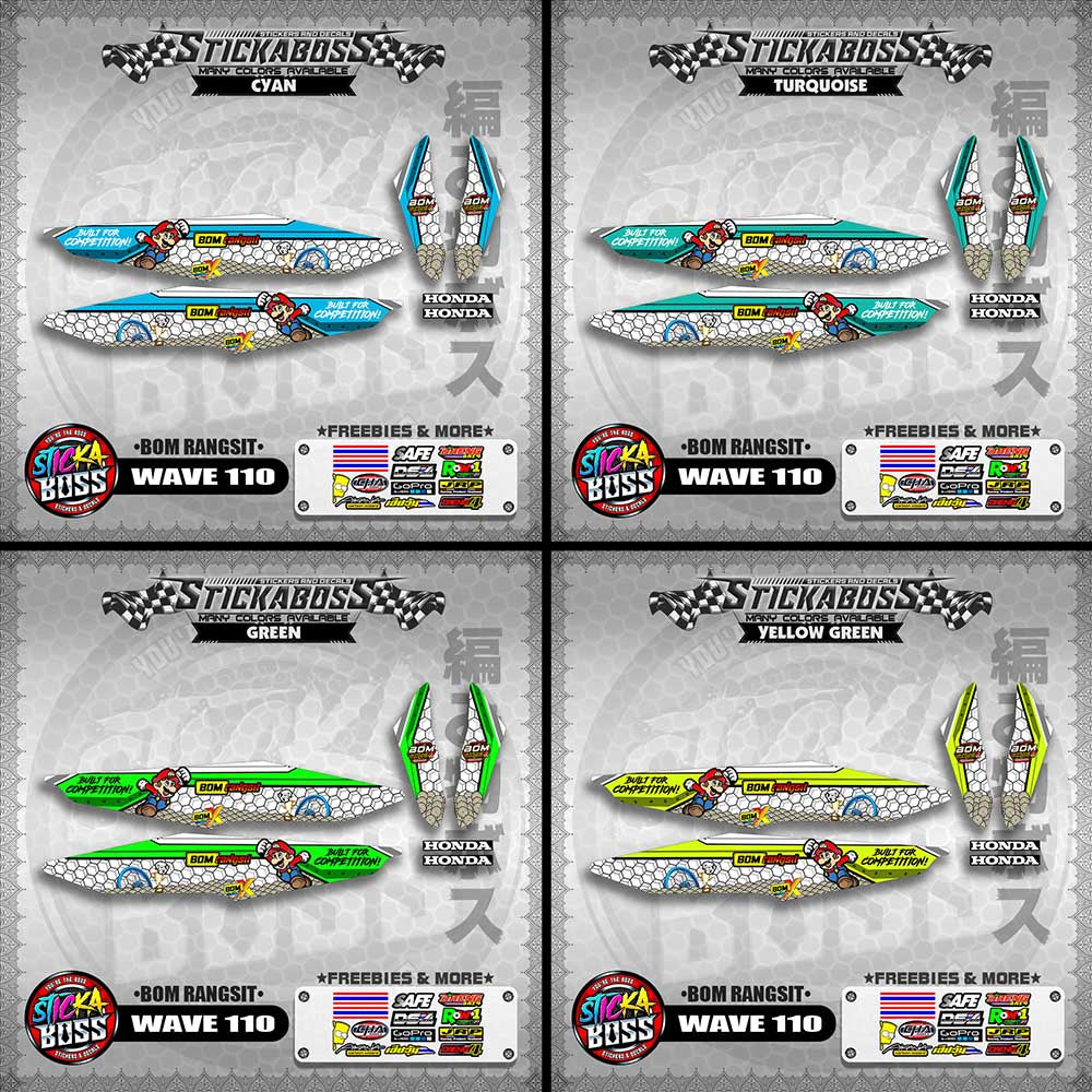 WAVE 110 DECALS ( BOM RANGSIT )【WITH FREEBIES】