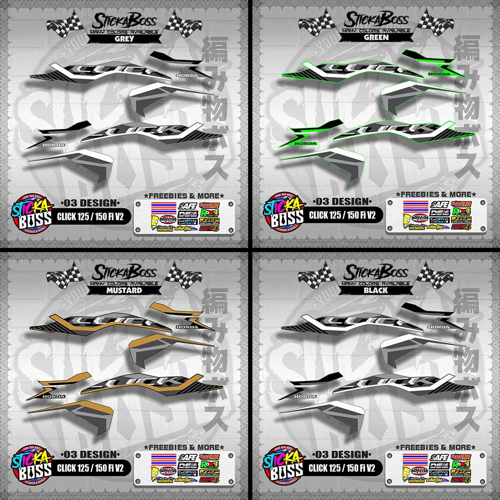 CLICK 125 / 150 Fi V2 DECALS ( 03 DESIGN )【WITH FREEBIES】