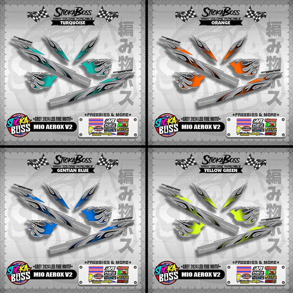 MIO AEROX V2 DECALS ( GREY 2024 LED FIRE MOTIF )【WITH FREEBIES】