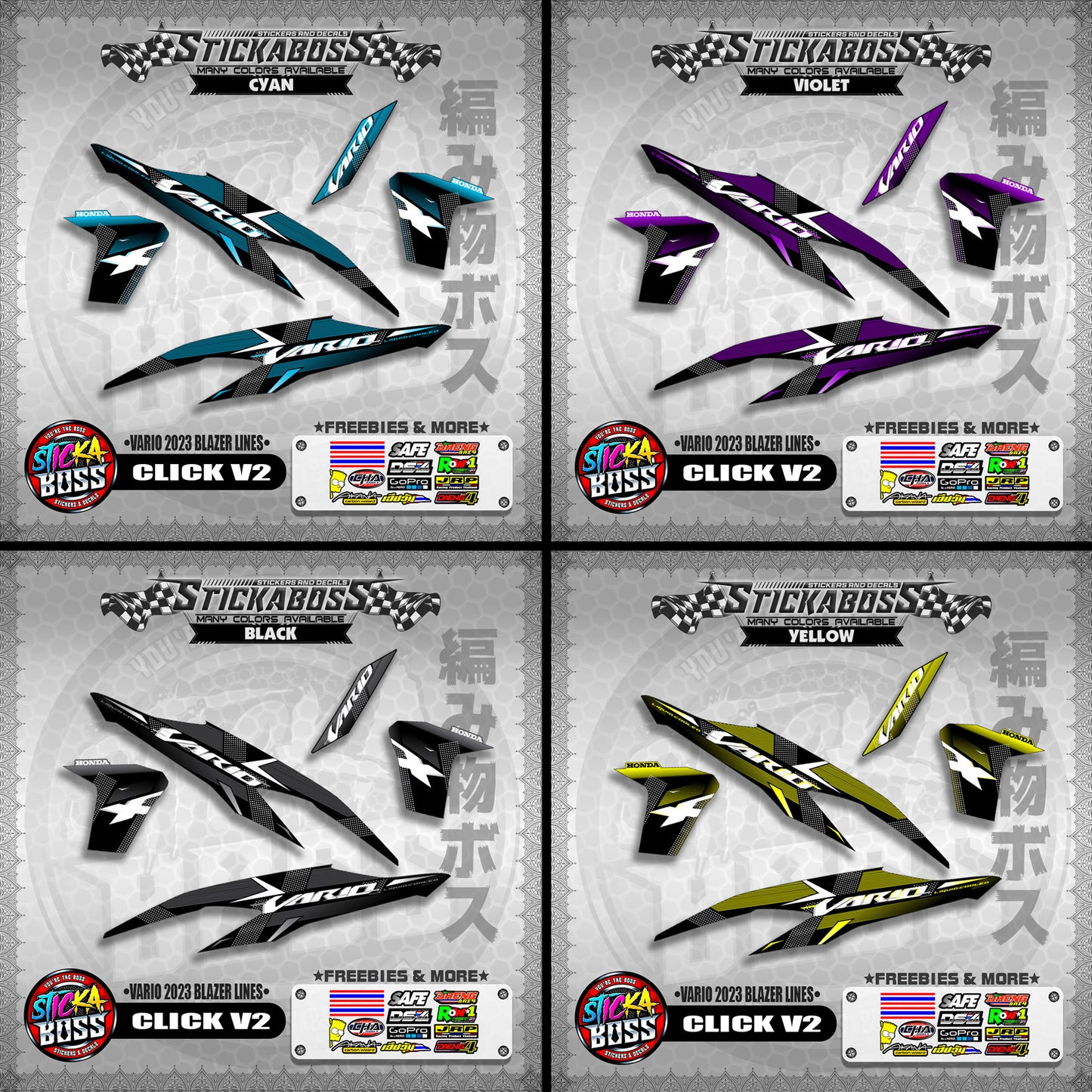 CLICK V2 STICKER DECALS ( VARIO 2023 BLAZER LINES )【WITH FREEBIES】