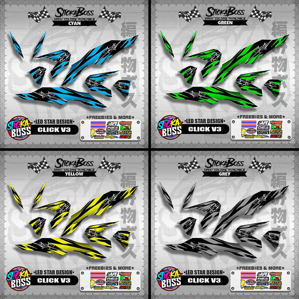 CLICK V3 DECALS ( LED STAR DESIGN )【WITH FREEBIES】