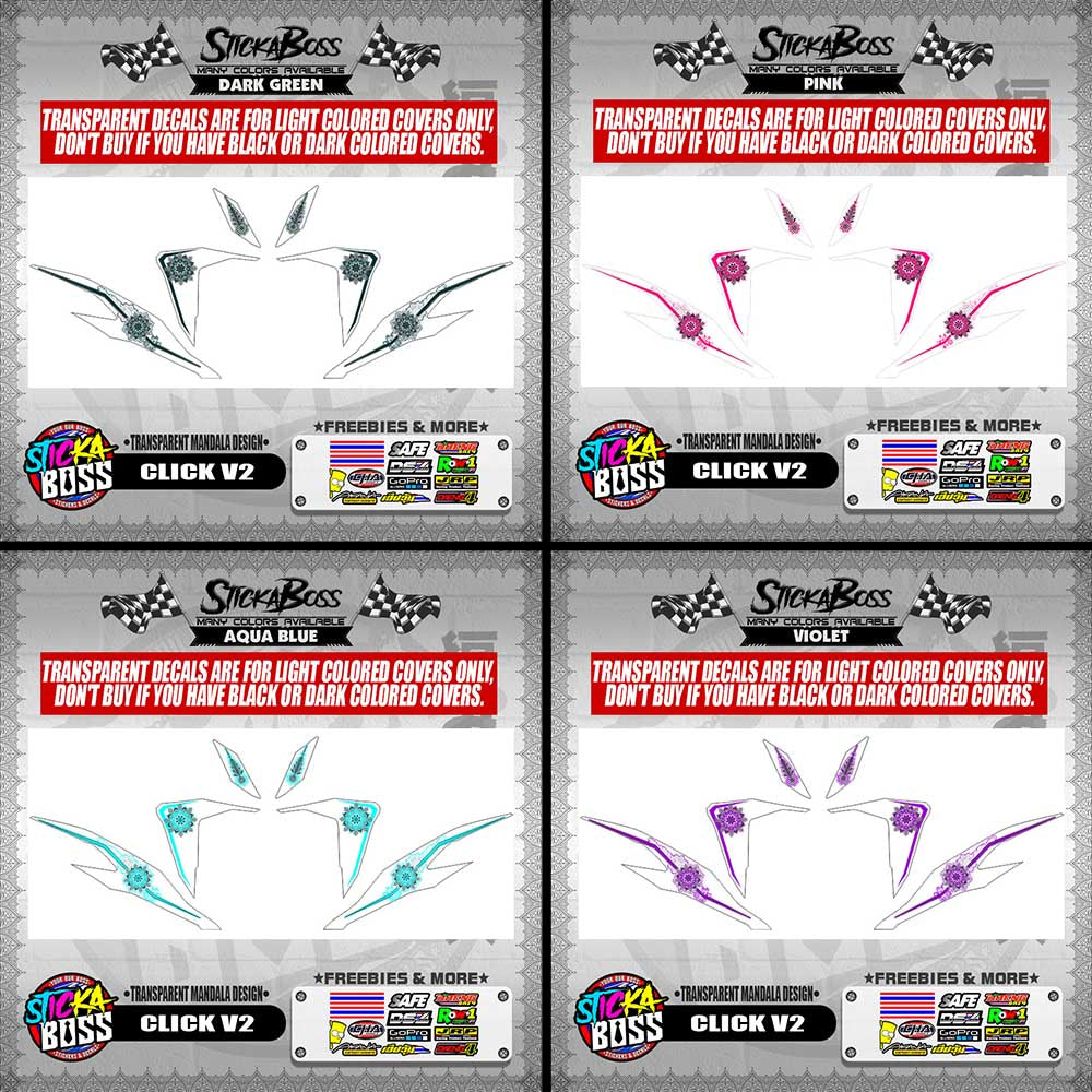 CLICK V2 DECALS ( TRANSPARENT MANDALA DESIGN )【WITH FREEBIES】