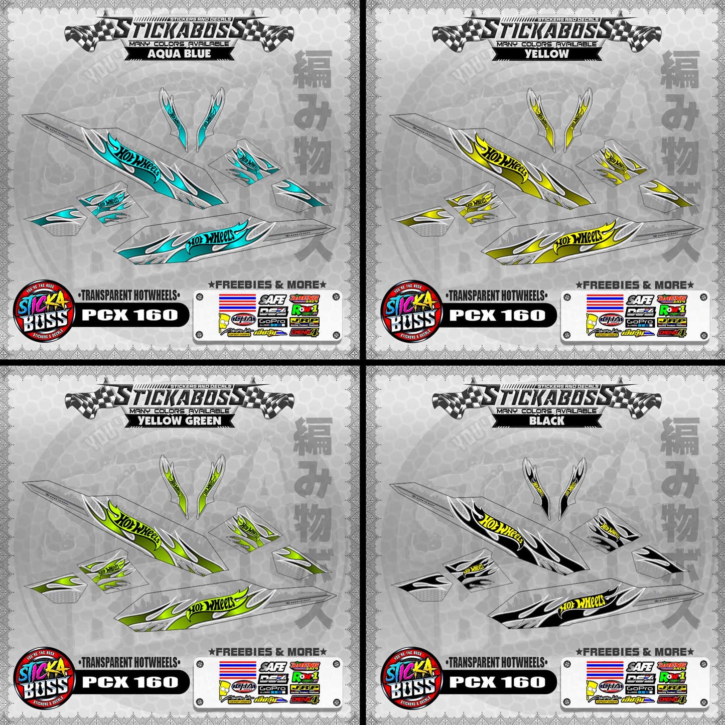 【PREMIUM UV PRINT】TRANSPARENT PCX 160 DECALS ( TRANSPARENT HOTWHEELS )【WITH FREEBIES】