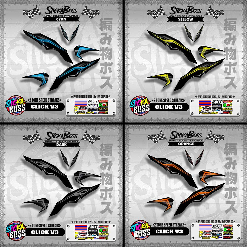 CLICK V3 DECALS ( 2 TONE SPEED STREAKS )【WITH FREEBIES】