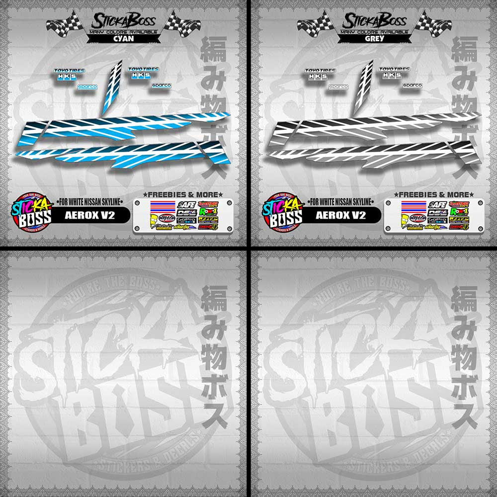 AEROX V2 DECALS ( FOR WHITE NISSAN SKYLINE )【WITH FREEBIES】
