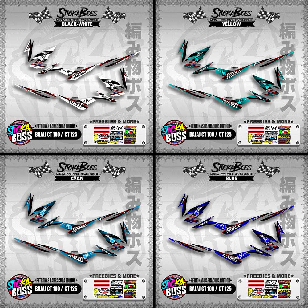 BAJAJ CT 100 / CT 125 DECALS ( PETRONAS BARRACUDA EDITION )【WITH FREEBIES】