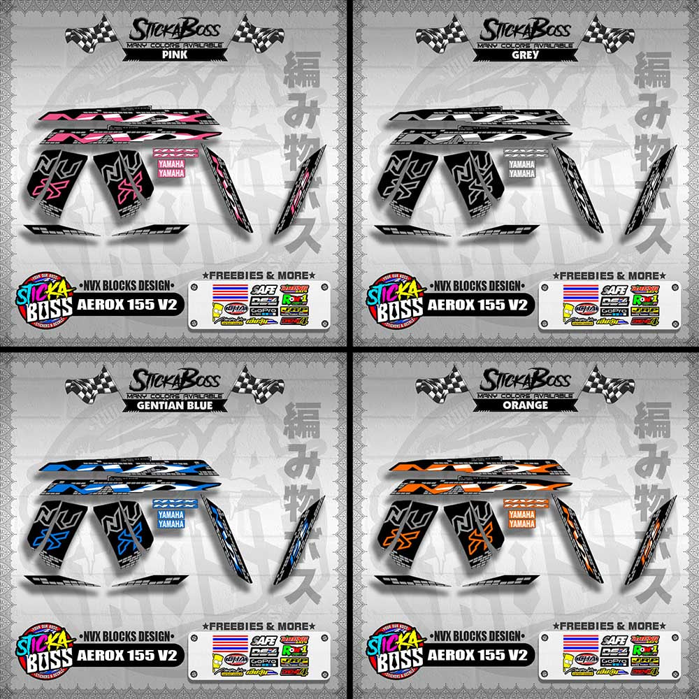 AEROX 155 V2 DECALS ( NVX BLOCKS DESIGN )【WITH FREEBIES】